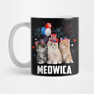 Happy 4th of July Three Cat Meowica Kitty Cat Patriotic USA Mug